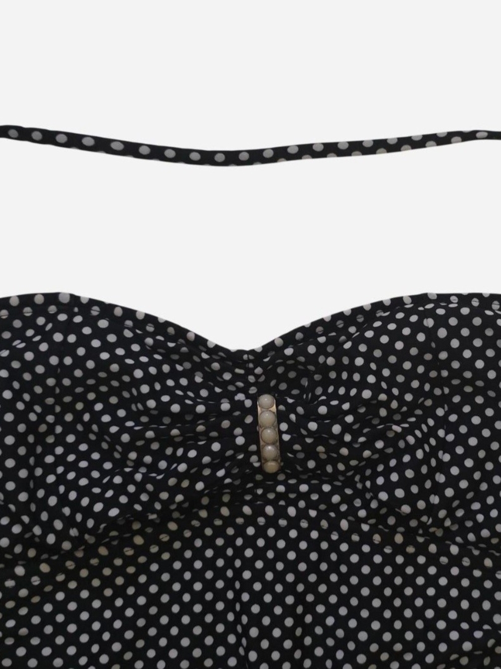 Allen B. By Allen Schwartz Black & White Polka Dot One-Piece Swimsuit Small (6) - Picture 3 of 9